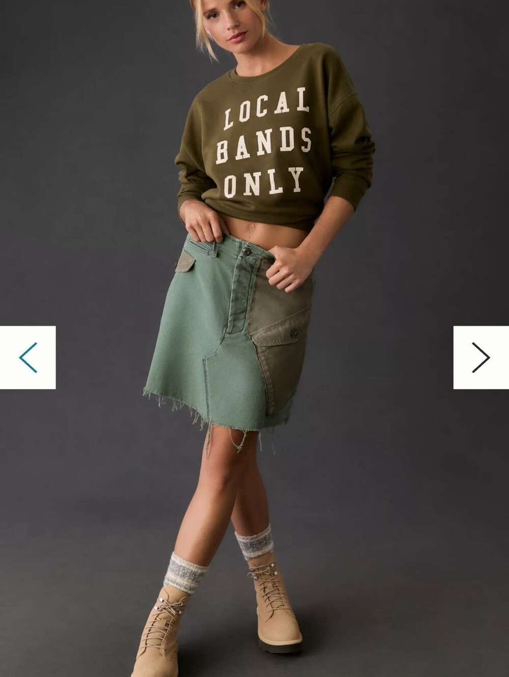 Olive Green 'Local Bands Only' Crewneck Sweatshirt